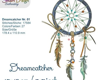 Machine Embroidery Design Dreamcatcher Nr.1 Doodle 5x7 inch 13x18 cm Boho American Native Dream Catcher Smart D'sign Digital Download File