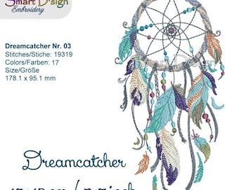 Dreamcatcher n°3 Doodle 5 x 7 pouces 13 x 18 cm motif de broderie machine décoration ésotherique bohème amérindien