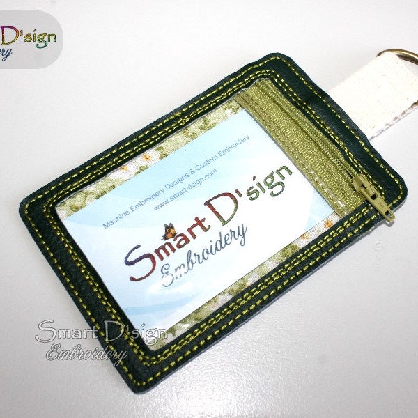 ITH ID Tag | Key Purse Zipper Spy Window Bag | Machine Embroidery File 5x7 inch | In The Hoop Smart D'sign Luggage Tag Portrait Bag Event