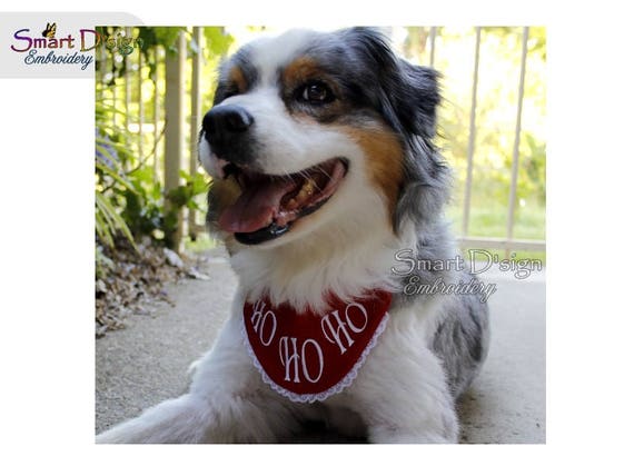ID 8214B Christmas Dogs Patch Santa Hat Holiday Pet Embroidered Iron On Applique