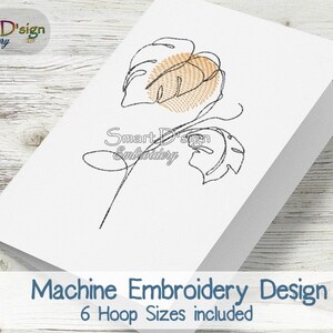 Hermosa FLOR DEL INTERIOR N.° 7 - Arte lineal / Diseño de bordado a máquina / Incluye 6 tamaños de bastidor / Descarga instantánea / Bordado para camisetas