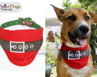 ITH Machine Embroidery Design SANTA BELT Christmas Dog Collar Bib Slide-on Bandana for all breeds Smart D'sign Digital File Instant Download