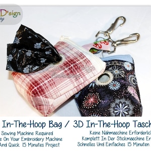 EXCLUSIVE 3D Flat Bottomed ITH Zipper Bag | 3D Spacious ITH Bag Machine Embroidery Design 10x10 cm Doggy Bag, no sewing, Smart D&#39;sign