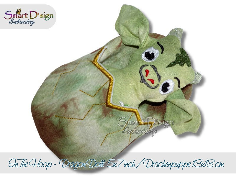 ITH Machine Embroidery Design Dragon Of Fortune Doll with Sleeping Bag 5x7 inch Smart D'sign Instant Download Digital File Children Soft Toy