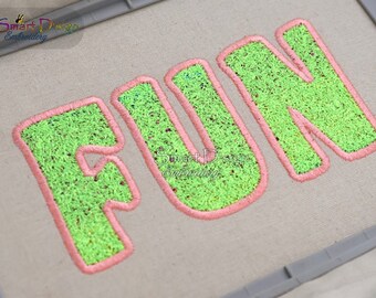 FAUX CHENILLE COASTER Font - Applique Alphabet 26 Letters 10 Numbers 8.5 cm height | Machine Embroidery Design | Embroidery Font