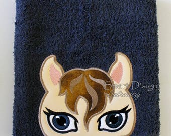 Horse Peeker Applique 13x18cm 5x7" Hooded Towel Embroidery Design Stickdatei