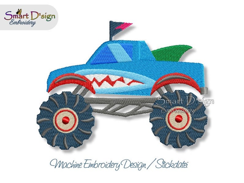 10x10 cm 4x4 inch hoop Machine Embroidery Design Set MONSTER TRUCKS 7 Motifs Set Boys Cars Smart D'sign Instant Download File image 8