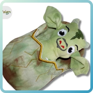 ITH Machine Embroidery Design Dragon Of Fortune Doll with Sleeping Bag 5x7 inch Smart D'sign Instant Download Digital File Children Soft Toy
