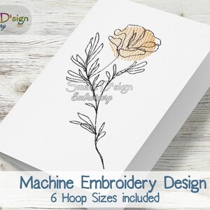 Hermosa FLOR DEL INTERIOR N.° 6 - Arte lineal / Diseño de bordado a máquina / Incluye 6 tamaños de bastidor / Descarga instantánea / Bordado para camisetas