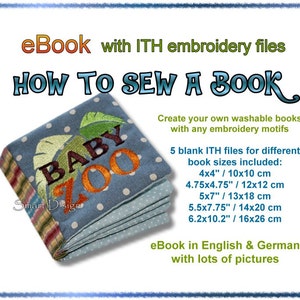 eBook How to sew a Book + 5 blank ITH embroidery files to create book pages Smart D'sign