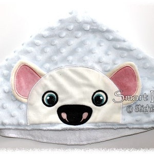 Hoody Buddy Polar Bear Applique 13x18cm 5x7&quot; Hooded Towel Embroidery Design Stickdatei