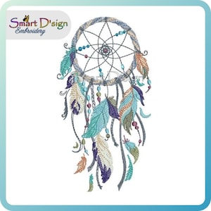 Machine Embroidery Design Dreamcatcher Nr.3 Doodle 7x11.75" 18x30 cm Dream Catcher Boho Bohemian Ethno Ethic Native American Indian Motif