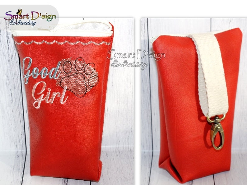 EXCLUSIVE 3D Flat Bottomed ITH Zipper Bag Good Girl 3D Training Tread Bag 5x7 inch 13x18 cm Embroidery File, no sewing, Smart D'sign image 1