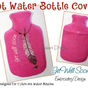 ITH Hot Water Bottle Cosy Cover 18x30 cm 7x11.75 inch Embroidery Design In The Hoop