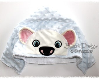 Hoody Buddy Polar Bear Applique 13x18cm 5x7" Hooded Towel Embroidery Design Stickdatei