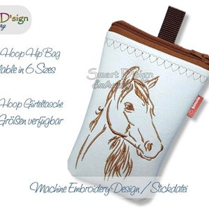 ITH Machine Embroidery Design Hip Bag HORSE with Zipper Lining 6 Sizes Dog Training Horse Riding Hiking Smart D'sign Instant Download