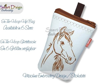 ITH Machine Embroidery Design Hip Bag HORSE with Zipper Lining 6 Sizes Dog Training Horse Riding Hiking Smart D'sign Instant Download