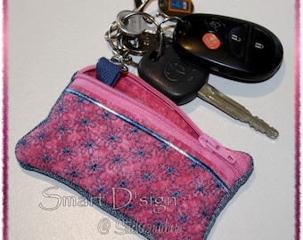 ITH Key Chain Wallet 5 Designs in package Embroidery File 12x12 cm 4.75x4.75" In The Hoop