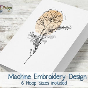 Hermosa FLOR DEL INTERIOR N.° 4 - Arte lineal / Diseño de bordado a máquina / Incluye 6 tamaños de bastidor / Descarga instantánea / Bordado para camisetas