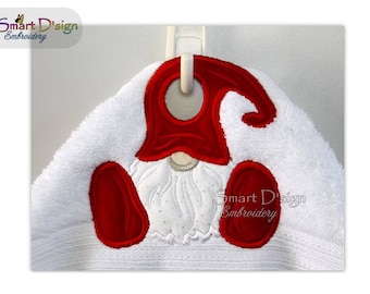 ITH Machine Embroidery Design Scandinavian Gnome Christmas Elf 4x4 inch 10x10 cm Towel Topper Applique In The Hoop Smart D&#39;sign