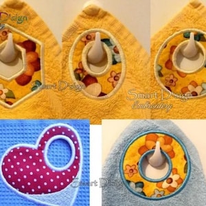 ITH Machine Embroidery File 5 x Towel Topper Designs Hanger 10x10cm / 4x4 inch In the Hoop Kitchen Teatowel Tea Guest Bathtowel Smart D&#39;sign