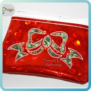 5x7 inch Machine Embroidery Design | ITH Evening Clutch Bow | Reverse Applique Bag for Cork/Vinyl | Zipper Pouch | Smart D'sign