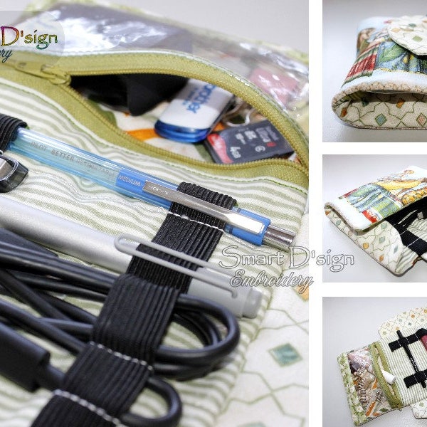 ITH Roll-Up Bag Multi-Media Travel Tidy Roll Bag Make-up Cosmetics Hair Organizer Folding 6x10 inch Machine Embroidery Design Smart Dsign