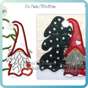 Machine Embroidery Design Scandinavian Gnome Christmas Elf 5x7 inch 13x18 cm Table Decoration Applique Dwarf Smart D'sign Xmas Gift Towel