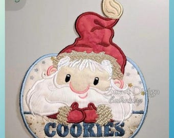 Diseño de bordado a máquina ITH: Papá Noel, elfo navideño, 18 x 22 cm, mantel individual, galletas, taza, alfombra, letrero para puerta, enano, diseño inteligente, regalo de Navidad