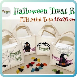 ITH ハロウィン トートバッグ 4個セット 6 x 10インチ フープマシン刺繍デザイン