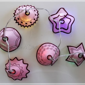 ITH 6 Fairy Light Lamp Shades Embroidery File 10x10 cm 4x4inch In The Hoop