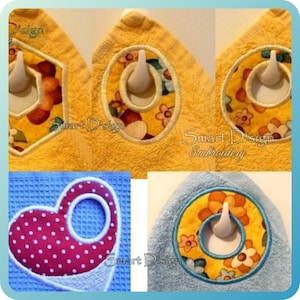 Set of 5 ITH Towel Topper Hanger Machine Embroidery Designs 10x10cm / 4x4 inch In the Hoop Kitchen Tea Guest Bath towel Smart D'sign