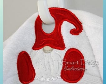 ITH Machine Embroidery Design Scandinavian Gnome Christmas Elf 4x4 inch 10x10 cm Towel Topper Applique In The Hoop Smart D'sign