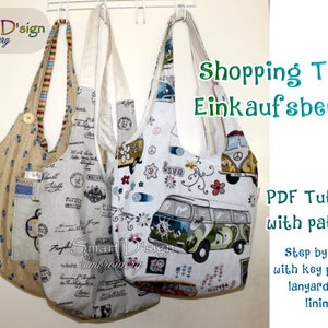 Ebook Reversible Shopping Tote Sewing Tutorial with Pattern Beginners easy Smart D&#39;sign