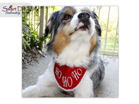 ID 8214B Christmas Dogs Patch Santa Hat Holiday Pet Embroidered Iron On Applique