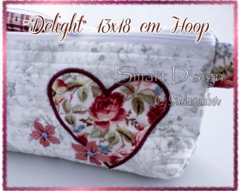 ITH Machine Embroidery Design DELIGHT Make Up Cosmetic Bag with Zipper and Lining 13 x 18 cm  In The Hoop Smart D'sign Digital File