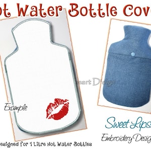 ITH Hot Water Bottle Cosy Cover 18x30 cm 7x11.75 inch Embroidery Design In The Hoop