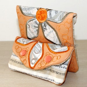 2 bolsas de flores con apliques de colcha fáciles de ITH de 5,5 x 7,9 pulgadas con diseño de bordado en bastidor