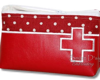ITH FIRST AID Bag with Lining and Inside Pocket 3 Sizes in Set In The Hoop Machine Embroidery Design