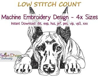 DOBERMANN Dog Sketch Motif | Machine Embroidery Design 4 Sizes | Digital Download | Dog Lover Design | Smart Dsign