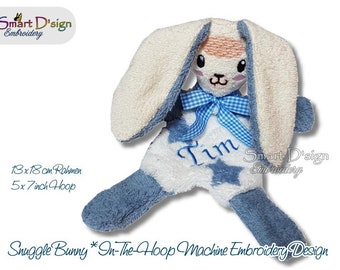 Bunny ITH Machine Embroidery Design Stuffie Stuffed Soft Toy Snuggle Blanket Bag 5x7 inch Smart D'sign Instant Download Digital File Baby