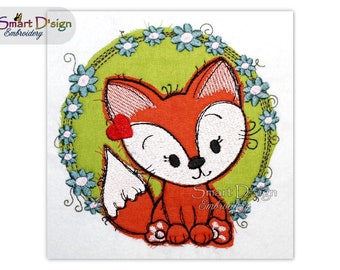Fox | Baby Shower Motif, cute gift | Great for Bags & Towels | Raw Edge Doodle Applique 5x5 inch Machine Embroidery Design by Smart D'sign