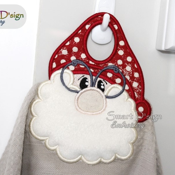 ITH Towel Topper Santa Claus 5x7 inch | Gnome Elf | Christmas Towel Hanger | Kitchen Towel Gift | Instant download In The Hoop Smart D'sign