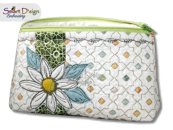 ITH 7x12 Inch Quilt Zipper Bag Daisy Applique 18x30 Cm