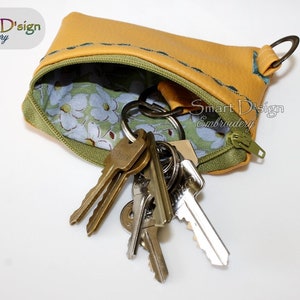 ITH Schlüsseltasche mit Zuglasche, Geldbörse, Kleingeldtasche, In-the-hoop Reißverschluss Tasche 13x18 cm Stickdatei Smart D'sign