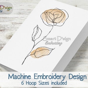 Hermosa FLOR DEL INTERIOR N.° 8 - Arte lineal / Diseño de bordado a máquina / Incluye 6 tamaños de bastidor / Descarga instantánea / Bordado para camisetas