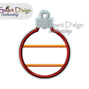 Split Name Blank Christmas Bauble Ornament ITH Machine Embroidery Design 4x4 inch 10x10 cm Tree, Gift Tag, In The Hoop Smart D&#39;sign Xmas