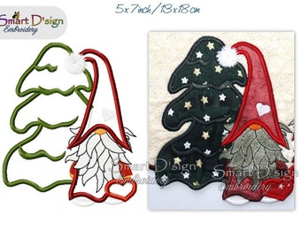 Machine Embroidery Design Scandinavian Gnome Christmas Elf 5x7 inch 13x18 cm Table Decoration Applique Dwarf Smart D'sign Xmas Gift Towel