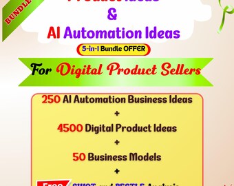 Digital Product Ideas Bundle: AI Automation, Business Models (PDF & Excel)