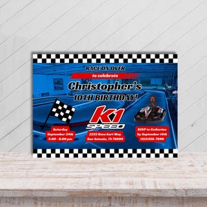 K1 Speed Birthday Party Customizable Invitation, K1 Speed Instant Digital Download, Go Kart Racing Birthday Party Invitation Editable